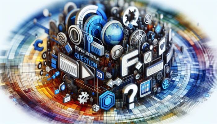 A vibrant website interface with interactive FAQs, expandable questions, and video tutorials on website setup, enhancing engagement and trust.